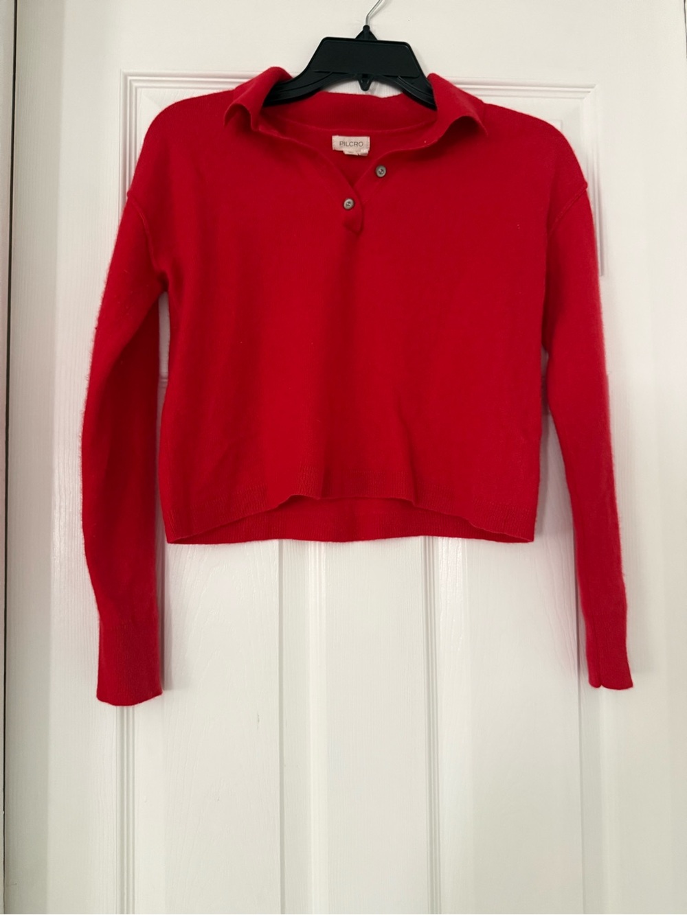 Pilcro Red Long-Sleeve Polo Knit Top